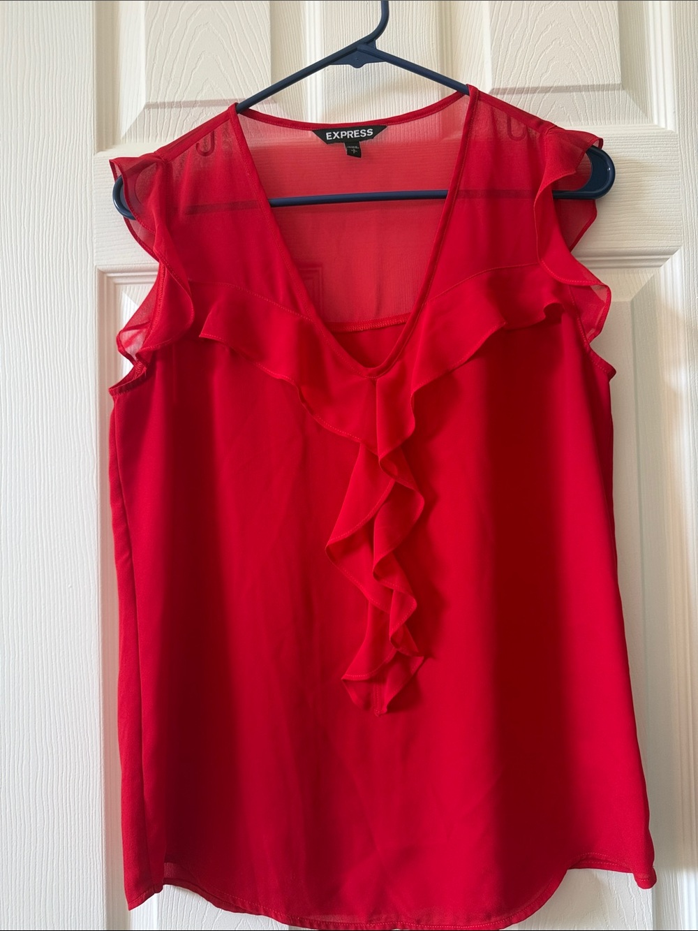 Express Red Ruffle V-Neck Camisole Top
